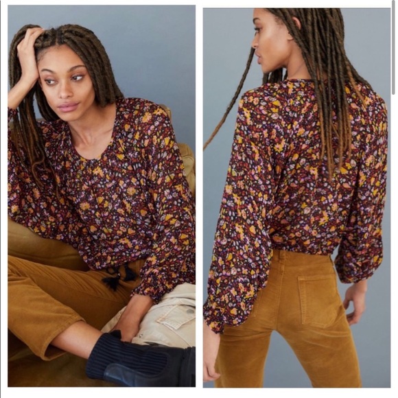 Pauline Anthropologie Ballon Sleeve Blouse Top - Picture 4 of 14